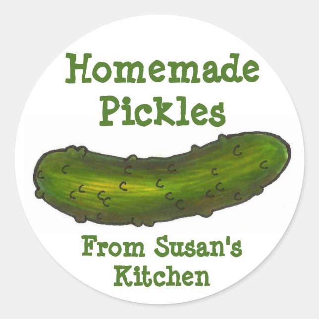 Homemade Pickles Personalised Green Dill Pickle Classic Round Sticker (Front)