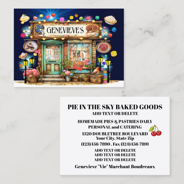 Homemade Pies, Pastries, Bakery  Business Card (Front/Back)