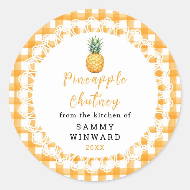 Homemade Pineapple Chutney Jar Label (Front)