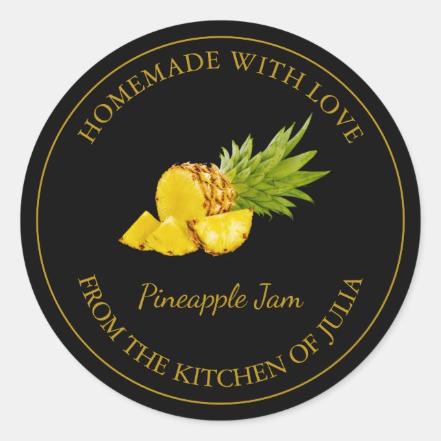 Homemade Pineapple Jam Label | Black (Front)