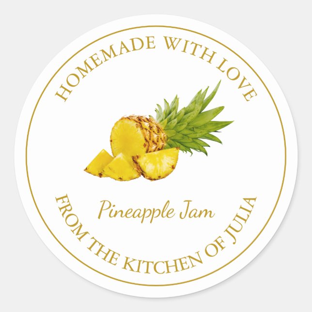 Homemade Pineapple Jam Label | White (Front)