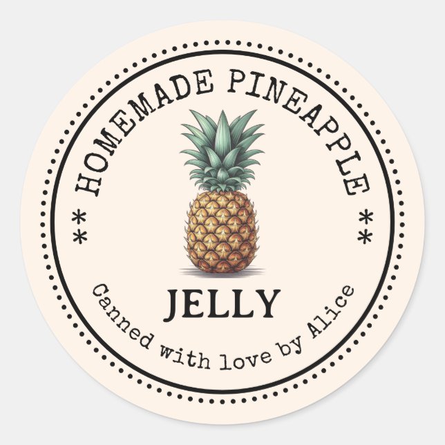 Homemade Pineapple Jelly Canning Jar Labels (Front)