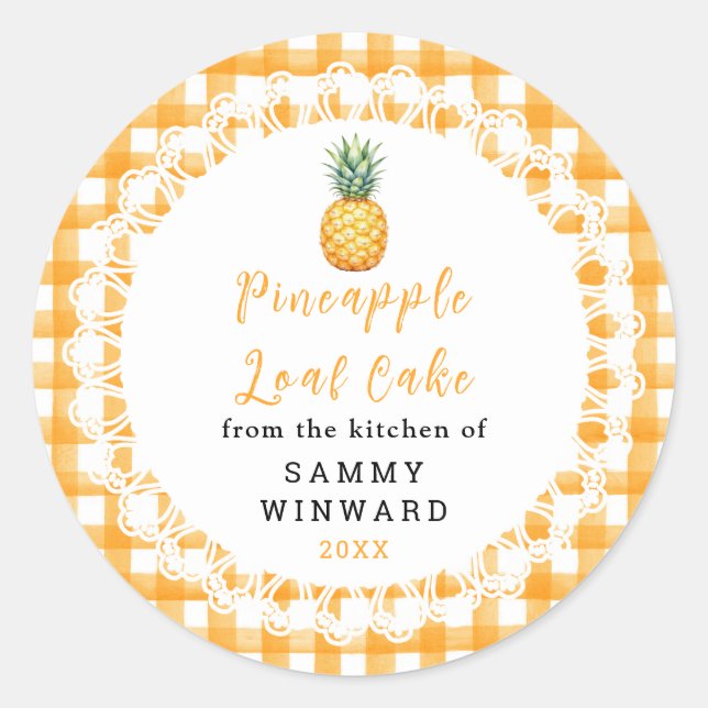 Homemade Pineapple Loaf Cake Label (Front)