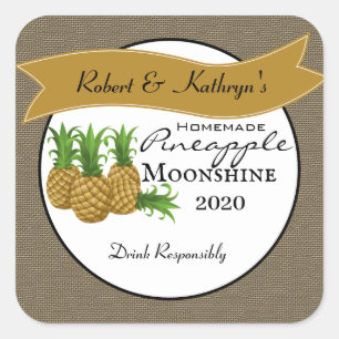 Homemade Pineapple Moonshine Personalised Square Sticker