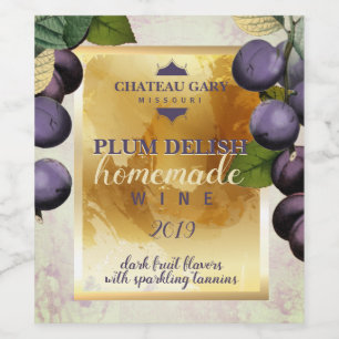 Homemade PLUM faux vineyard personalised wine Wine Label