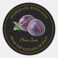 Homemade Plum Jam Label | Black
