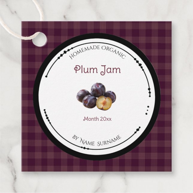 Homemade Plum Jam Label With Ingredients (Front)