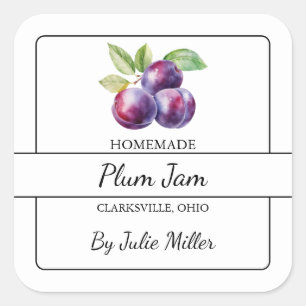 Homemade Plum Jam Square Label
