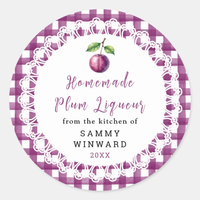 Homemade Plum Liqueur Bottle Label (Front)