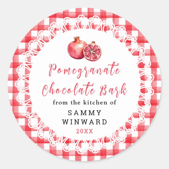 Homemade Pomegranate Chocolate Bark Label (Front)