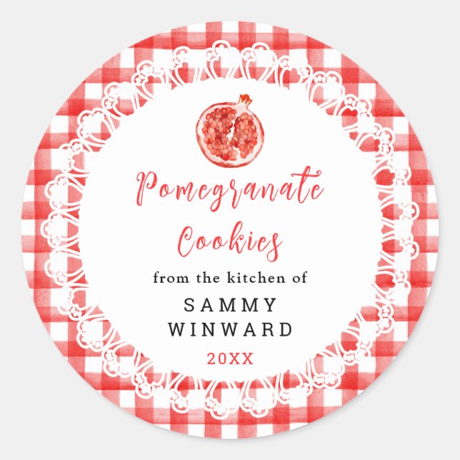 Homemade Pomegranate Cookies Label (Front)