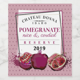 Homemade pomegranate cordial wine personalised wine label
