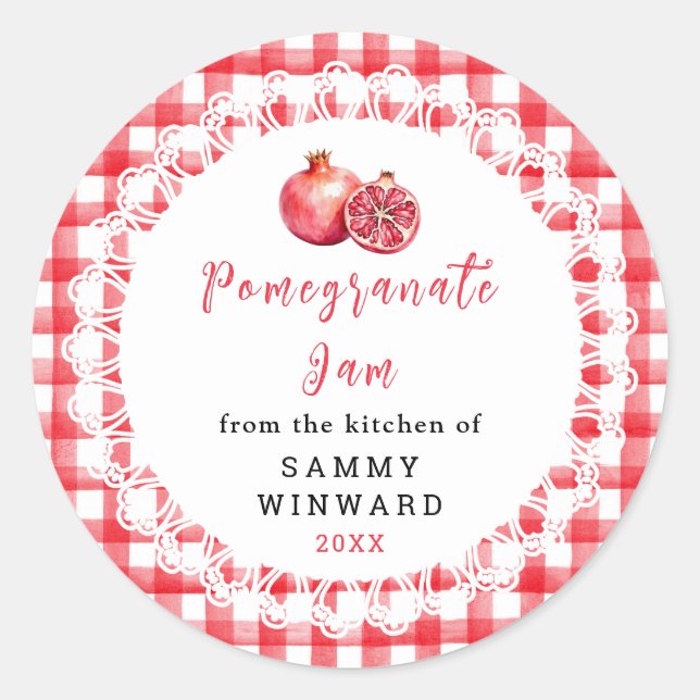 Homemade Pomegranate Jam Jar Label (Front)