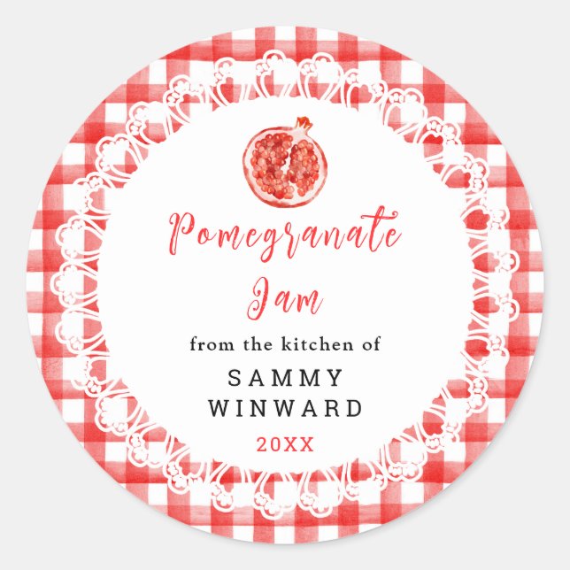 Homemade Pomegranate Jam Label (Front)