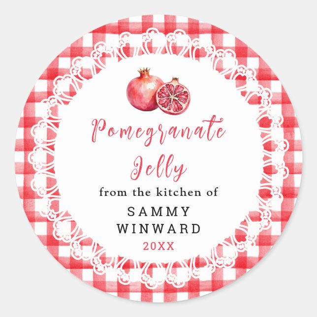 Homemade Pomegranate Jelly Jar Label (Front)