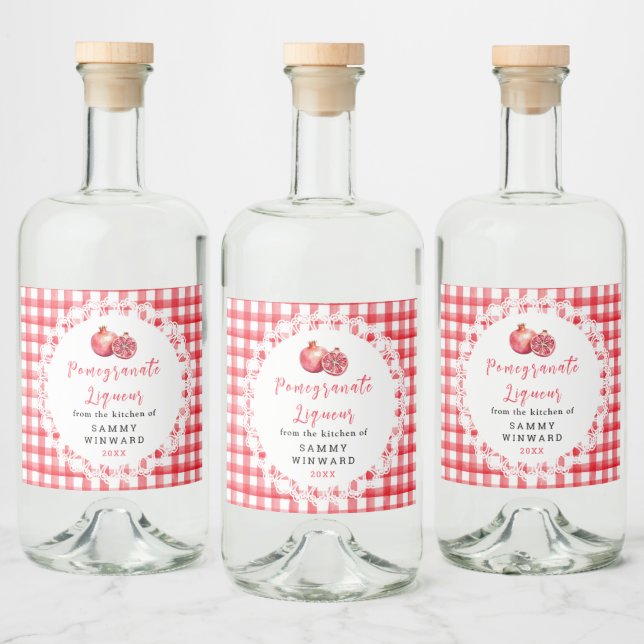 Homemade Pomegranate Liqueur Bottle Label (Bottles)