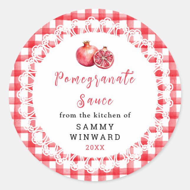 Homemade Pomegranate Sauce Label (Front)