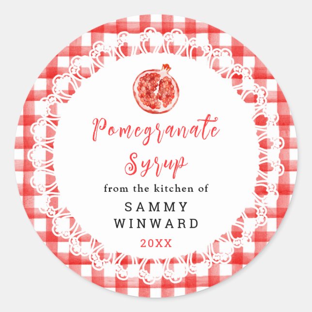 Homemade Pomegranate Syrup Label (Front)