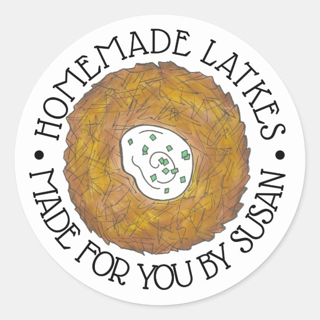 Homemade Potato Pancake Latkes Made By Classic Round Sticker (Front)