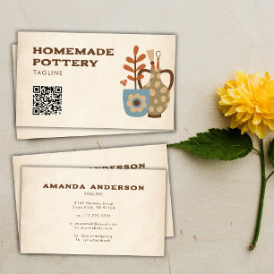 Homemade Pottery Ceramic Art Sculpt Clay Qr Code  Business Card