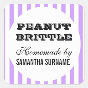 Homemade preserves candy jar purple square sticker