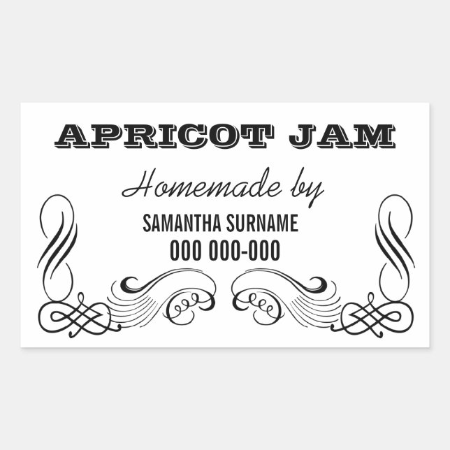 Homemade preserves jam jar stickers (Front)