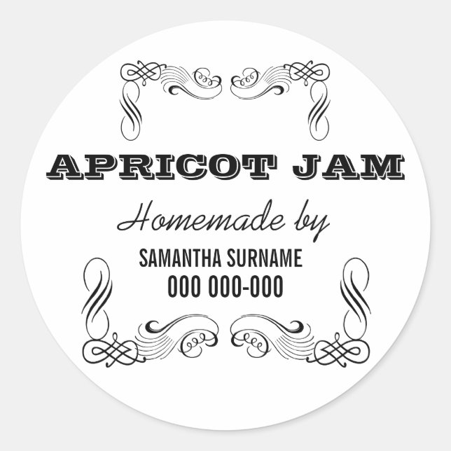 Homemade preserves jam jar stickers ROUND (Front)