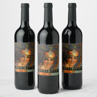 Homemade Prohibition Stylish Flapper Head Scarf Wine Label