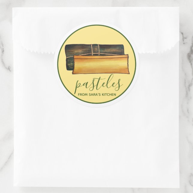 Homemade Puerto Rican Pasteles From the Kitchen of Classic Round Sticker (Bag)