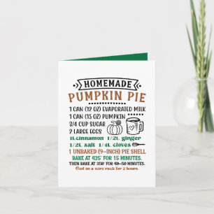 Homemade pumpkin pie recipe customisable holiday card