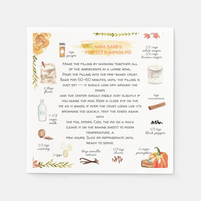Homemade Pumpkin Pie | Thanksgiving Friendsgiving Napkin (Front)