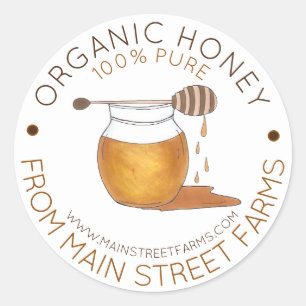 Homemade Pure Organic Honey Jar Made with Love By Classic Round Sticker