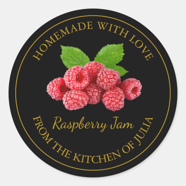 Homemade Raspberry Jam Label | Black (Front)