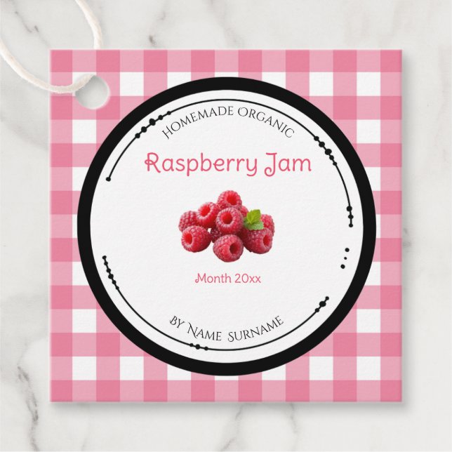 Homemade Raspberry Jam Label With Ingredients (Front)