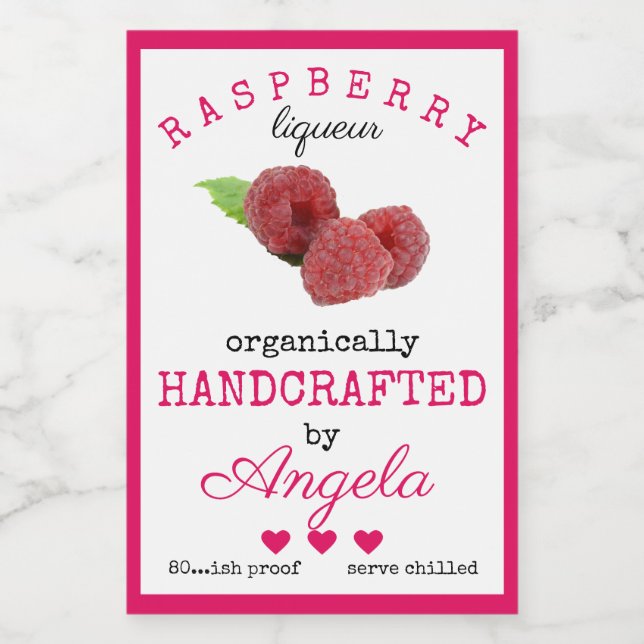 Homemade Raspberry Liqueur Bottle Label | (Single Label)