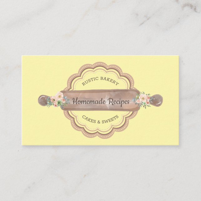 Homemade Recipes Bakery yellow Business Card (Front)