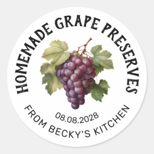 Homemade red grape preserves canning sticker