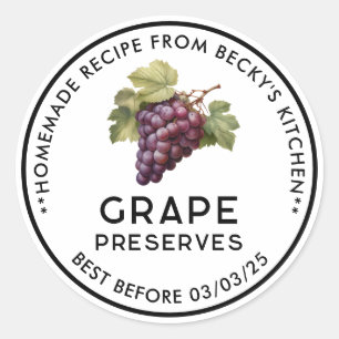 Homemade Red Grapes preserves canning label
