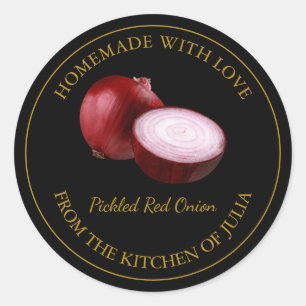 Homemade Red Onion Pickle Label   Black
