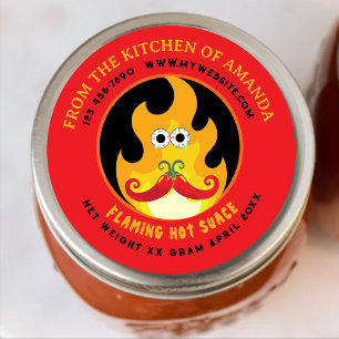 Homemade Retro Flaming Custom Funny Hot Sauce Classic Round Sticker