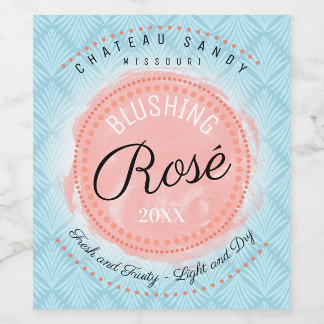 Homemade rose wine roses personalised label (Single Label)