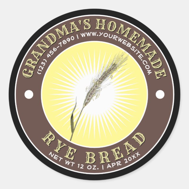 Homemade Rye Bread Label Template (Front)