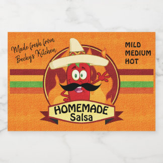 Homemade Salsa Label with Cute Chilli Pepper