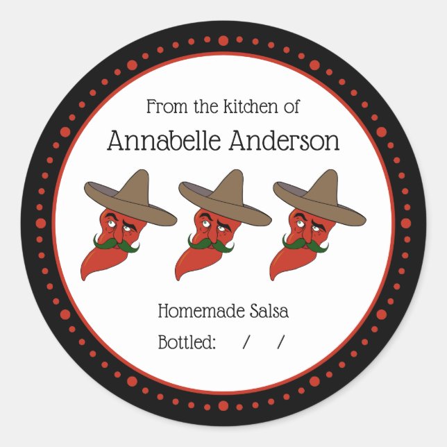 Homemade Salsa Modern Minimalist Personalise Classic Round Sticker (Front)