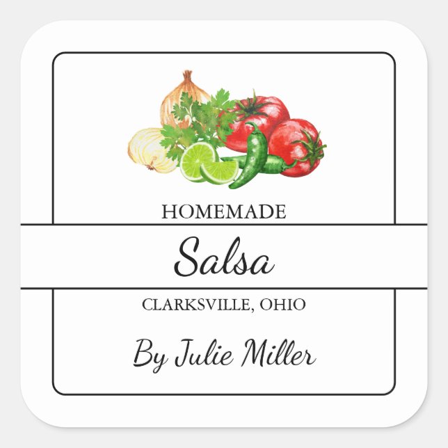 Homemade Salsa Square Label (Front)