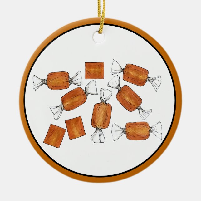 Homemade Salted Caramels Sweets Candy Made By Ceramic Ornament (Front)