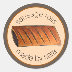 Homemade Sausage Rolls British Pastry Baked By Classic Round Sticker
