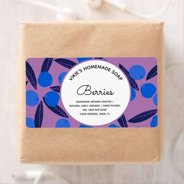 Homemade Soap Business Blueberry Hand Drawn Label (Insitu)