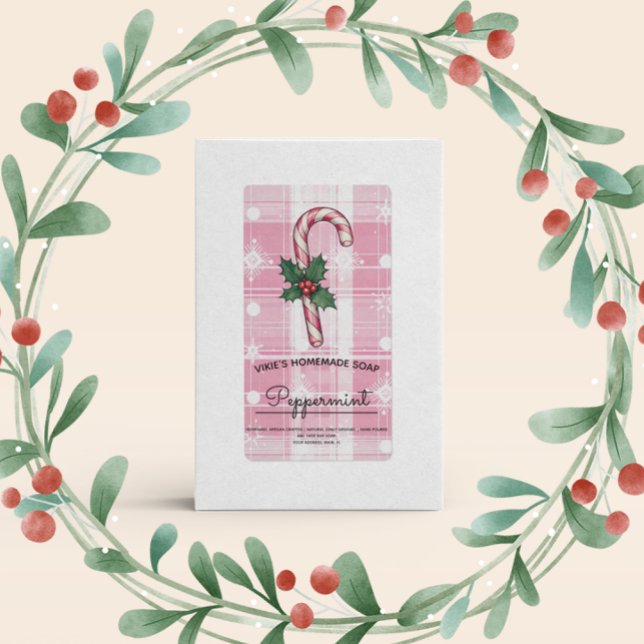 Homemade Soap Business Peppermint Christmas Label (Creator Uploaded)