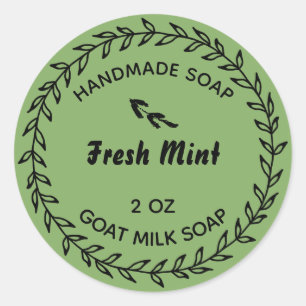 Homemade Soap Country Rustic Wreath Mint Green Classic Round Sticker